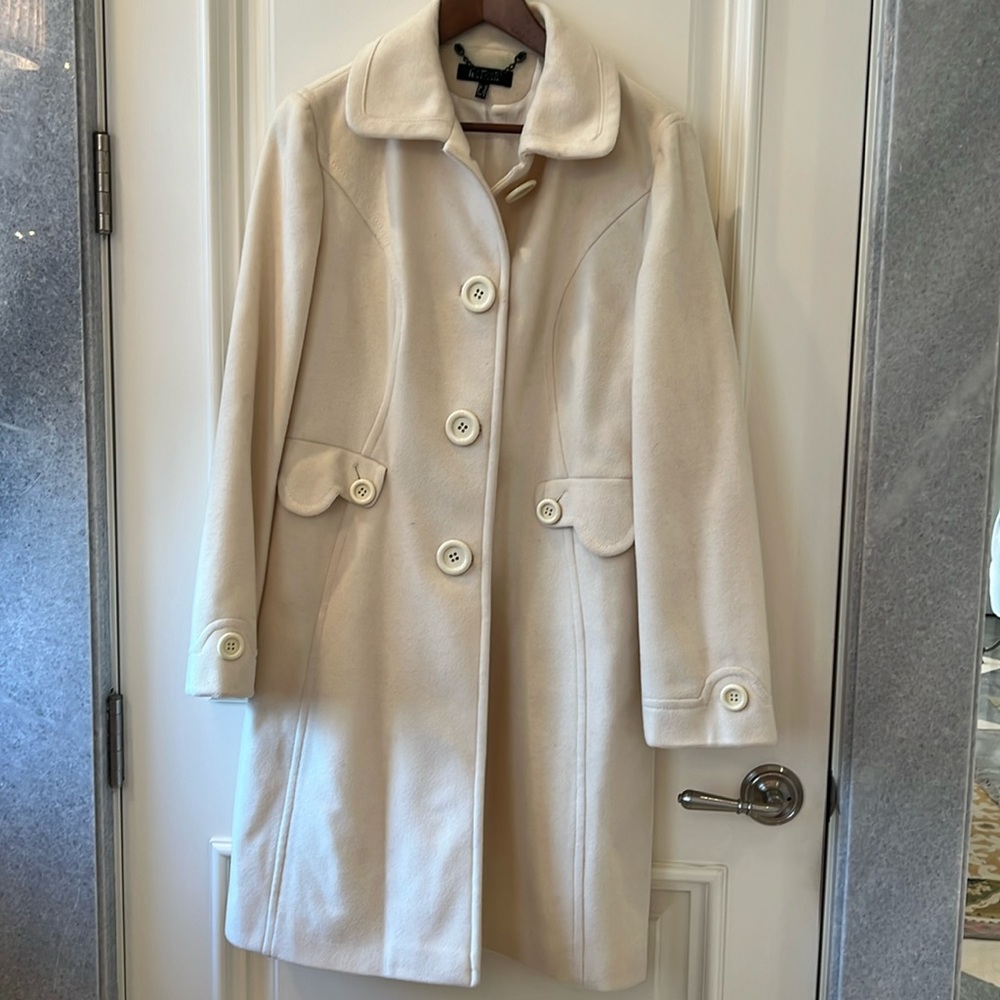 Le Full Wool/Cashmere blend ivory colored coat, size 12